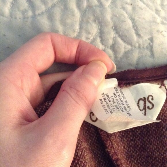 Vintage 1970s '70s Wool Plaid Vest & Skirt Set (Waistcoat Weskit) - Picture 5 of 6